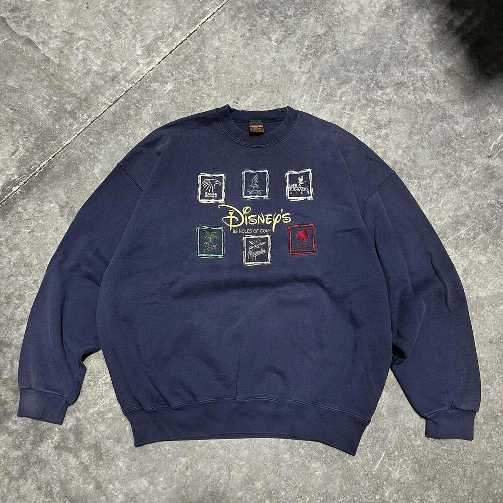 Disney 99 Holes Of Golf Blue Sweatshirt Vgt Size XLarge Embroidered Disney Pro